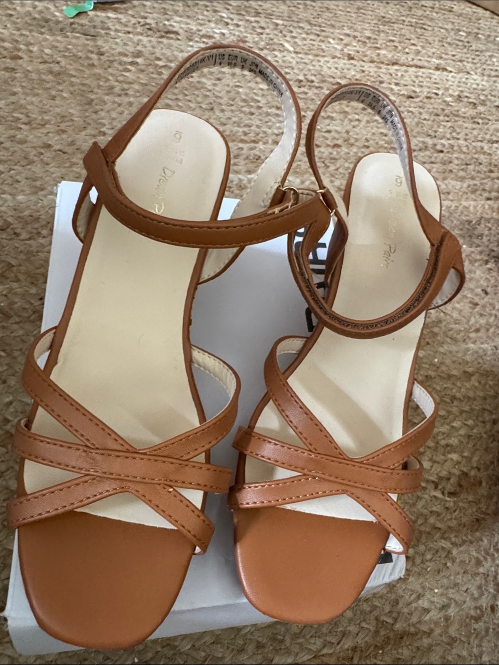 Dream Pairs Tan Strappy Cork Wedge Sandals - Picture 3 of 6